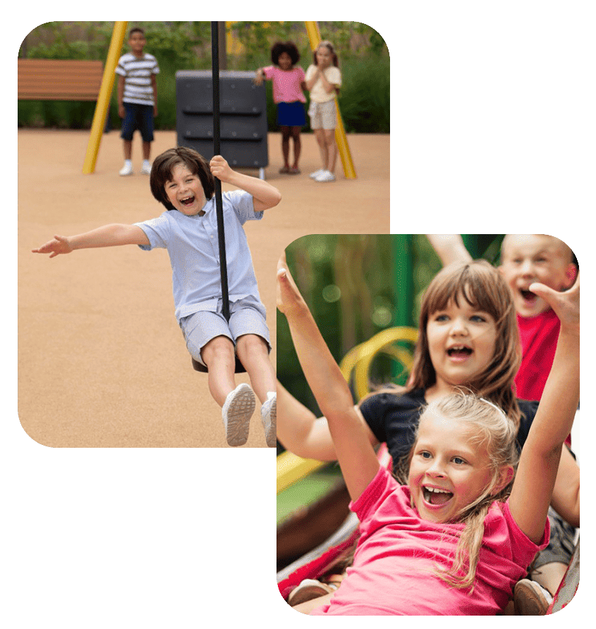 kids playing play equipments